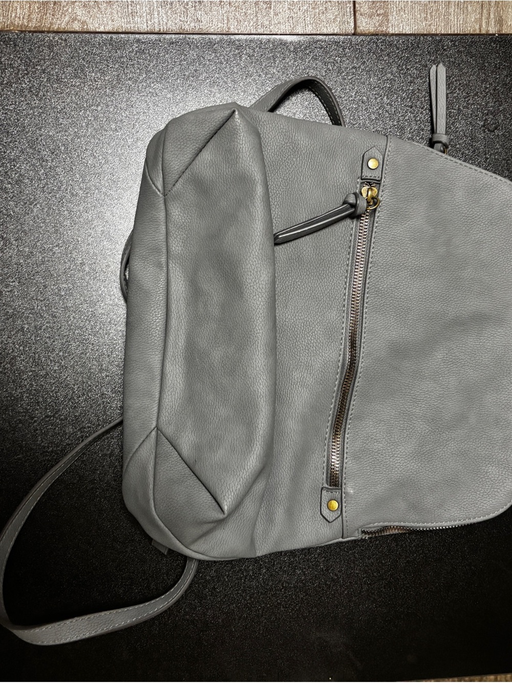 Gray Leather Crossbody Bag for Men - Minimal Everyday Carry